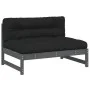 Central sofa solid gray pine wood 120x80 cm by vidaXL, Modular outdoor sofas - Ref: Foro24-825732, Price: 149,42 €, Discount: %