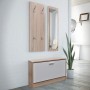 Muebles de entradita con zapatero madera 3 color roble y blanco