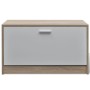 Muebles de entradita con zapatero madera 3 color roble y blanco