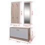 Muebles de entradita con zapatero madera 3 color roble y blanco