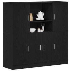 Mueble de cocina 3 piezas madera contrachapada negro