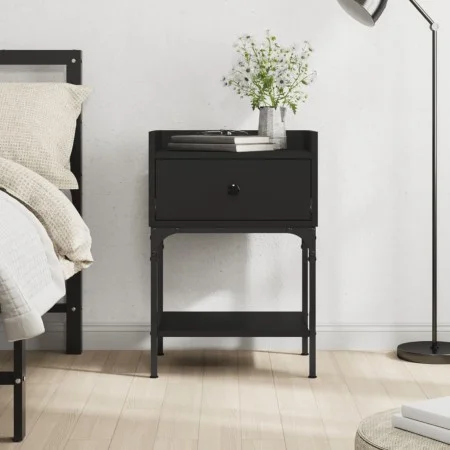 Mesita de noche madera de ingeniería negro 40,5x31x60 cm de vidaXL, Mesitas de noche - Ref: Foro24-825893, Precio: 45,98 €, D...