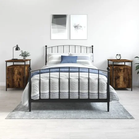 Mesitas noche 2 uds madera contrachapada roble humo 40x42x60 cm de vidaXL, Mesitas de noche - Ref: Foro24-825868, Precio: 49,...