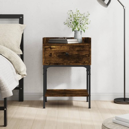 Mesita de noche madera de ingeniería roble ahumado 40,5x31x60cm de vidaXL, Mesitas de noche - Ref: Foro24-825897, Precio: 42,...