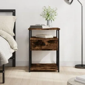 Smoked oak engineered wood bedside table 40x42x55 cm by vidaXL, Nightstands - Ref: Foro24-826077, Price: 49,67 €, Discount: %