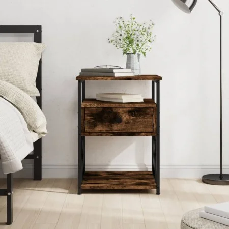 Nachttisch aus geräuchertem Eichenholzwerkstoff, 40 x 42 x 55 cm von vidaXL, Nachttische - Ref: Foro24-826077, Preis: 49,65 €...