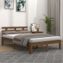 Estructura de cama madera maciza marrón miel 200x200 cm