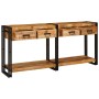 Mesas consola con cajón 2 pcs Marrón Madera de Mango Sólida