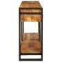 Mesas consola con cajón 2 pcs Marrón Madera de Mango Sólida