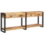 Mesa Consola 2 pcs Marrón Madera maciza de mango rugosa