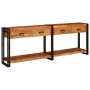 Mesas consola con cajón 2 pcs Marrón Madera maciza de Acacia