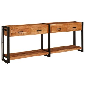 Mesas consola con cajón 2 pcs Marrón Madera maciza de Acacia