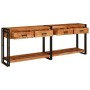 Mesas consola con cajón 2 pcs Marrón Madera maciza de Acacia