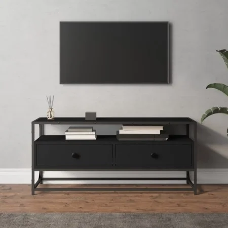 TV stand made of black plywood wood, 100x35x45 cm by vidaXL, TV Furniture - Ref: Foro24-826305, Price: 72,49 €, Discount: %