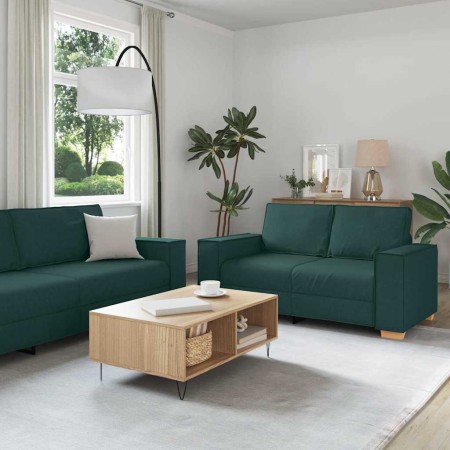 Juego de Sofá 3 pcs Verde oscuro 220 x 78 x 84 cm tela