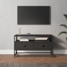 Mueble para TV madera contrachapada negro 80x35x45 cm