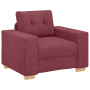 Juego de Sofá con cojín con almohada 3 pcs Rojo vino tela