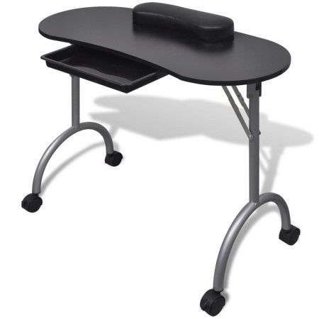Mesa de manicura plegable con ruedas negra de vidaXL, Juegos de útiles para manicura - Ref: Foro24-110123, Precio: 81,47 €, D...