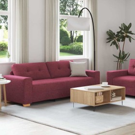 Juego de Sofá con cojín 2 pcs Rojo vino 221 x 78 x 80 cm Tela