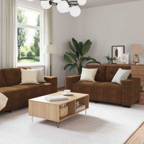 Sofá 2 pcs Marrón 221 x 78 x 80 cm Cuero sintético Sofá 2 pcs Marrón 221 x 78 x 80 cm Cuero sintético