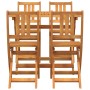 Juego Bistro de Jardín 5 pcs Marrón madera maciza de acacia