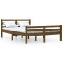 Honey brown solid wood double bed frame 120x190 cm by vidaXL, Beds and slatted bases - Ref: Foro24-814792, Price: 121,73 €, D...