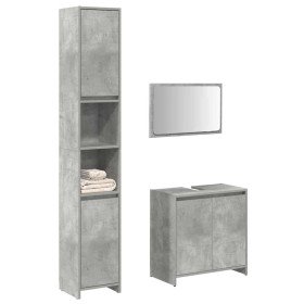 Set muebles de baño 2 piezas madera contrachapada gris hormigón Set muebles de baño 2 piezas madera contrachapada gris hormigón