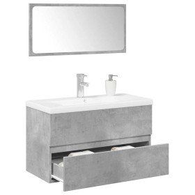 Set muebles de baño 2 piezas madera contrachapada gris hormigón Set muebles de baño 2 piezas madera contrachapada gris hormigón