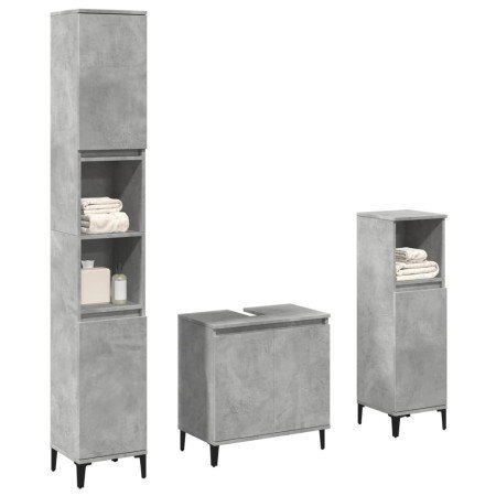 Set muebles de baño 2 piezas madera contrachapada gris hormigón en Muebles de baño | Comprar online en Foro24