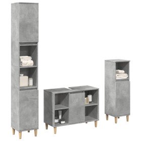 Set muebles de baño 2 piezas madera contrachapada gris hormigón Set muebles de baño 2 piezas madera contrachapada gris hormigón