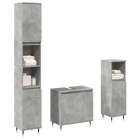 Set muebles de baño 2 piezas madera contrachapada gris hormigón Set muebles de baño 2 piezas madera contrachapada gris hormigón