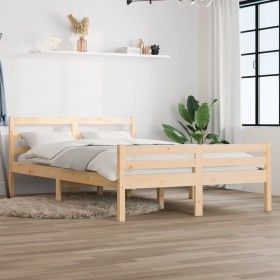 Estructura de cama de madera maciza 140x190 cm de vidaXL, Camas y somieres - Ref: Foro24-814799, Precio: 121,46 €, Descuento: %