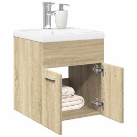 Set de muebles de baño 2 pzas madera contrachapada roble Sonoma Set de muebles de baño 2 pzas madera contrachapada roble Sonoma