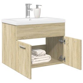 Mueble de baño con lavabo integrado roble Sonoma Mueble de baño con lavabo integrado roble Sonoma
