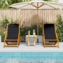 Silla de playa con cojín 2 pcs Marrón 61.5 x 123 x 82cm