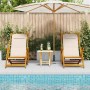 Silla de playa con cojín 2 pcs Marrón 61.5 x 123 x 82cm