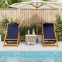 Silla de playa con cojín 2 pcs Marrón 61.5 x 123 x 82cm