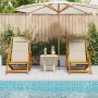 Silla de playa con cojín 2 pcs Marrón 61.5 x 123 x 82cm