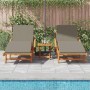 Tumbona 2 pcs Taupé 200 x 67 x 84cm Madera maciza de Acacia