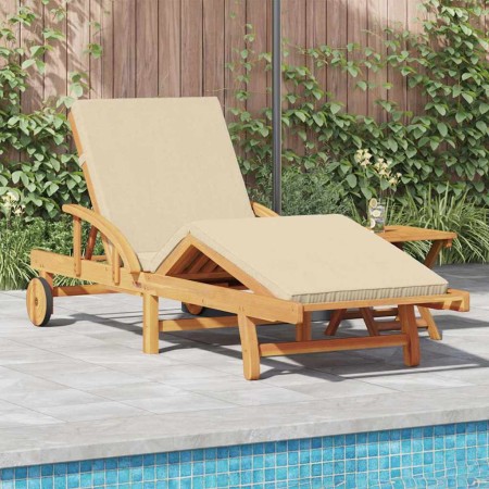 Tumbona 2 pcs Beige 40 x 40 x 40cm Madera maciza de Acacia