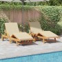 Tumbona 3 pcs Beige 40 x 40 x 40cm Madera maciza de Acacia