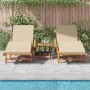 Tumbona 3 pcs Beige 40 x 40 x 40cm Madera maciza de Acacia
