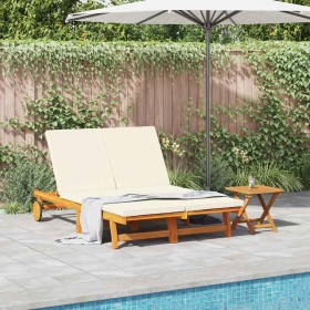 Tumbona Marrón 125 x 200 x 84cm Madera maciza de Acacia