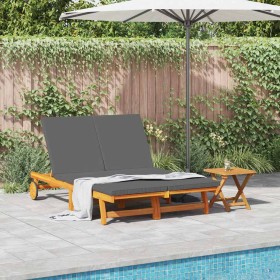 Tumbona Marrón 125 x 200 x 84cm Madera maciza de Acacia