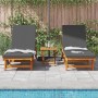 Tumbona 2 pcs Marrón 63 x 199 x 85cm Madera maciza de Acacia