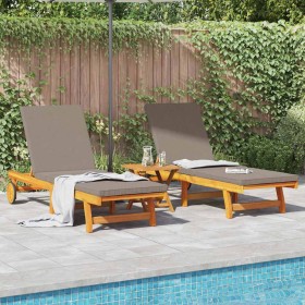 Tumbona 2 pcs Marrón 63 x 199 x 85cm Madera maciza de Acacia