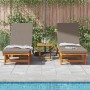 Tumbona 2 pcs Marrón 63 x 199 x 85cm Madera maciza de Acacia