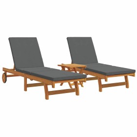 Tumbona 3 pcs Marrón 40 x 40 x 40cm Madera maciza de Acacia