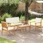 Conjunto de sofá de jardín 4 pcs Marrón 75 x 45 x 38cm