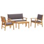 Conjunto de sofá de jardín 4 pcs Marrón 75 x 45 x 38cm